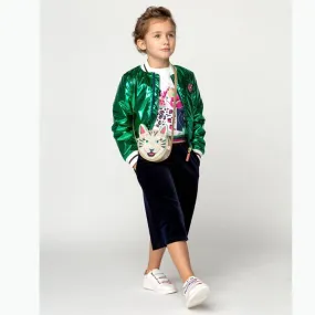 BILLIEBLUSH Girls' Glitter Velvet Culottes Navy Blue Pants Size 6Y MSRP $64