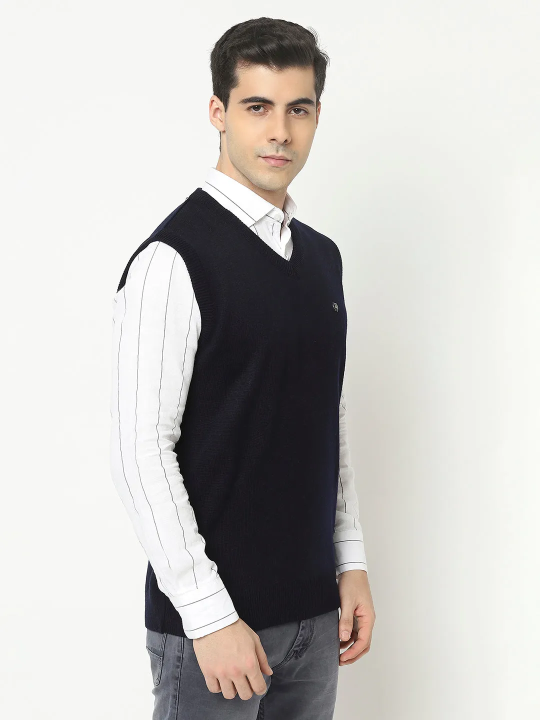 Blue Sweater Vest with Logo Crest