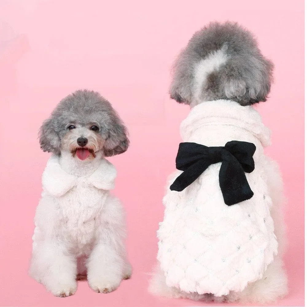 Elegant Bow Plush Coat