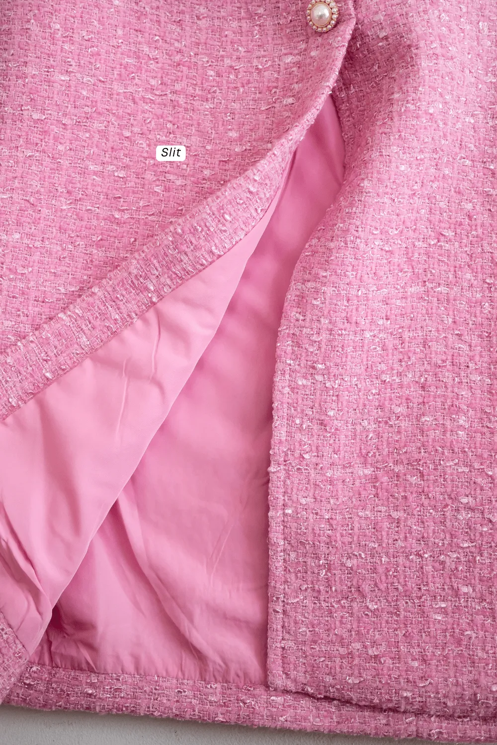 FLORET TWEED BELTED TUBE MIDI IN ROSE