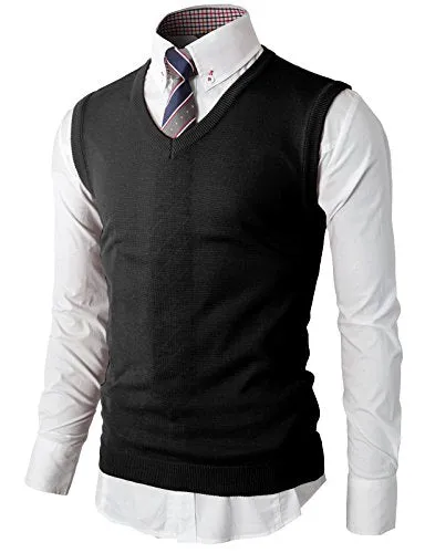 H2H Mens Candy Color Sweater Vest Pullover BLACK US M/Asia L (KMOV050)