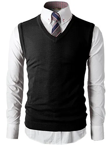 H2H Mens Candy Color Sweater Vest Pullover BLACK US M/Asia L (KMOV050)