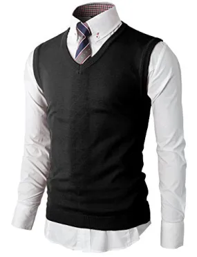 H2H Mens Candy Color Sweater Vest Pullover BLACK US M/Asia L (KMOV050)