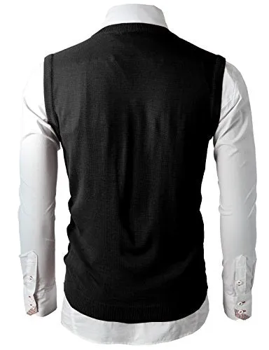 H2H Mens Candy Color Sweater Vest Pullover BLACK US M/Asia L (KMOV050)