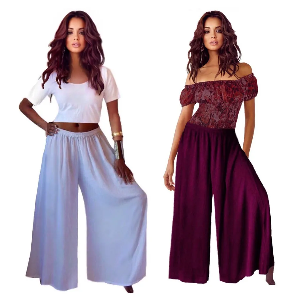 Maggie Gauchos Elastic Waist Palazzo Pants