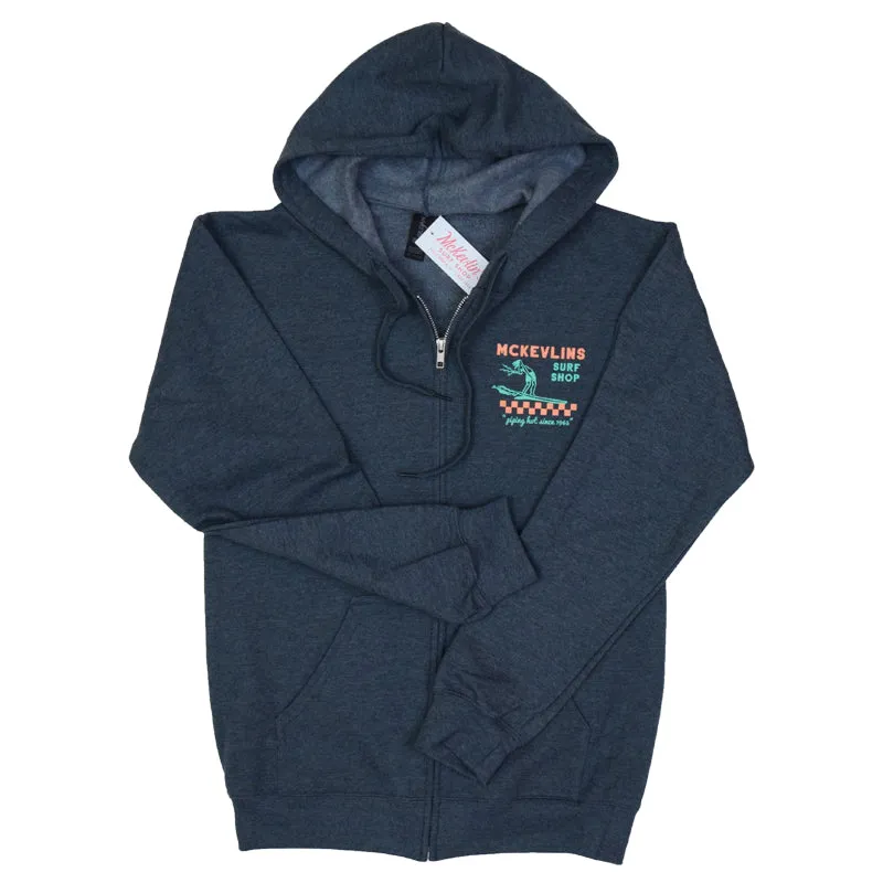 McKevlin's - Pizza Shred Men's Hood Zip Fleece - Dark Heather