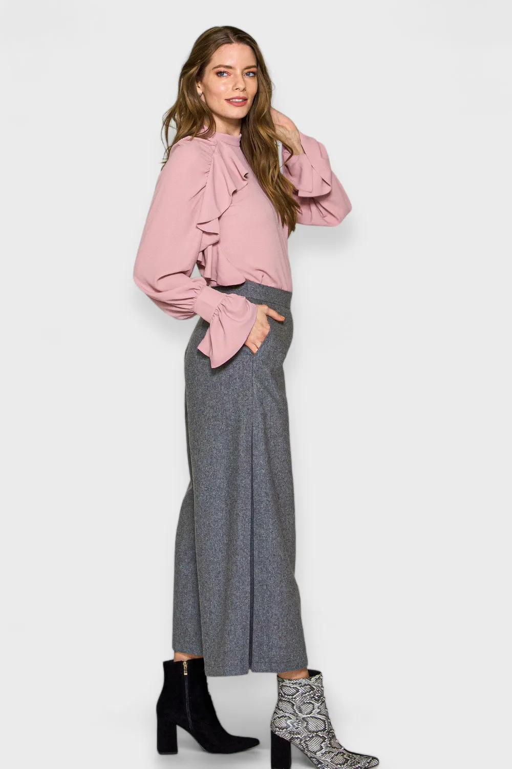 Milan Gray Wide-Leg Pants