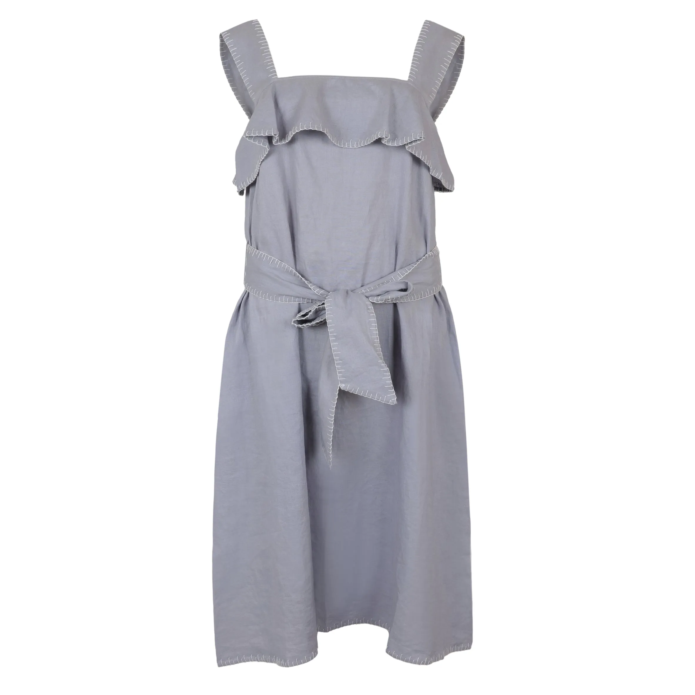 Nardo Dress Seagull/Coconut Embroidery